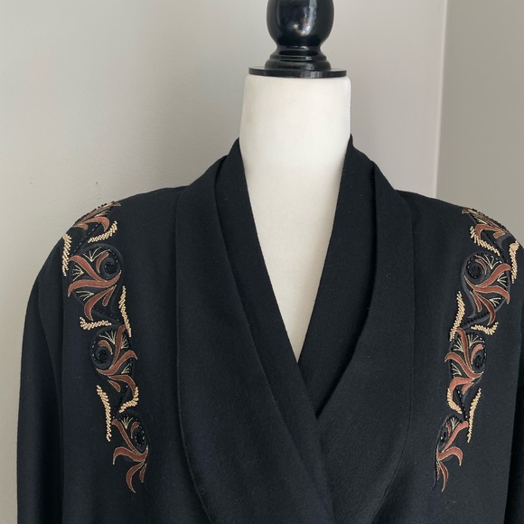 1980s JOSEPH HO  100% Wool Double Breasted Embroidered Bomber EUC - Picture 3 of 16